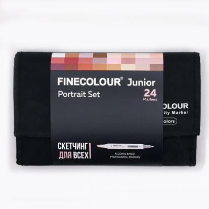 Набор спиртовых маркеров для скетчей "Junior" в пенале 24 цвета, Портрет sela